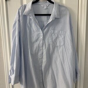 Blue Boyfriend Striped Shirt